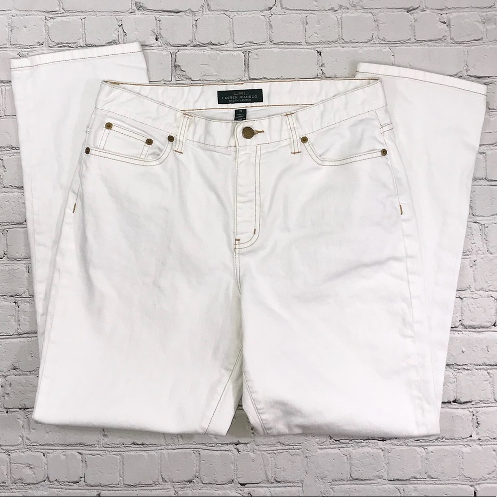 Jeans white jeans gold accents size 10 Ralph Lauren